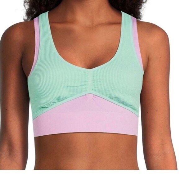 No Boundaries Other - No Boundaries Juniors Seamless Double Layered Bralette Small NWT Pink Green